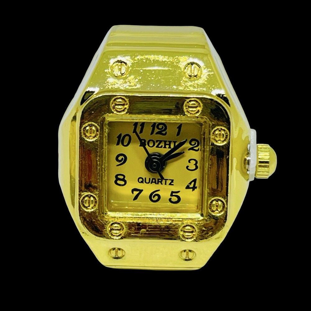 BOZHI Ring Watch Gold Design With Crystals New